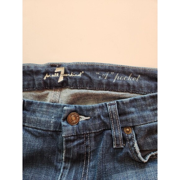 7 For All Mankind Jeans Women 30 Blue Denim A Pocket Stretch Bootcut Flare 33x31 - Picture 3 of 7